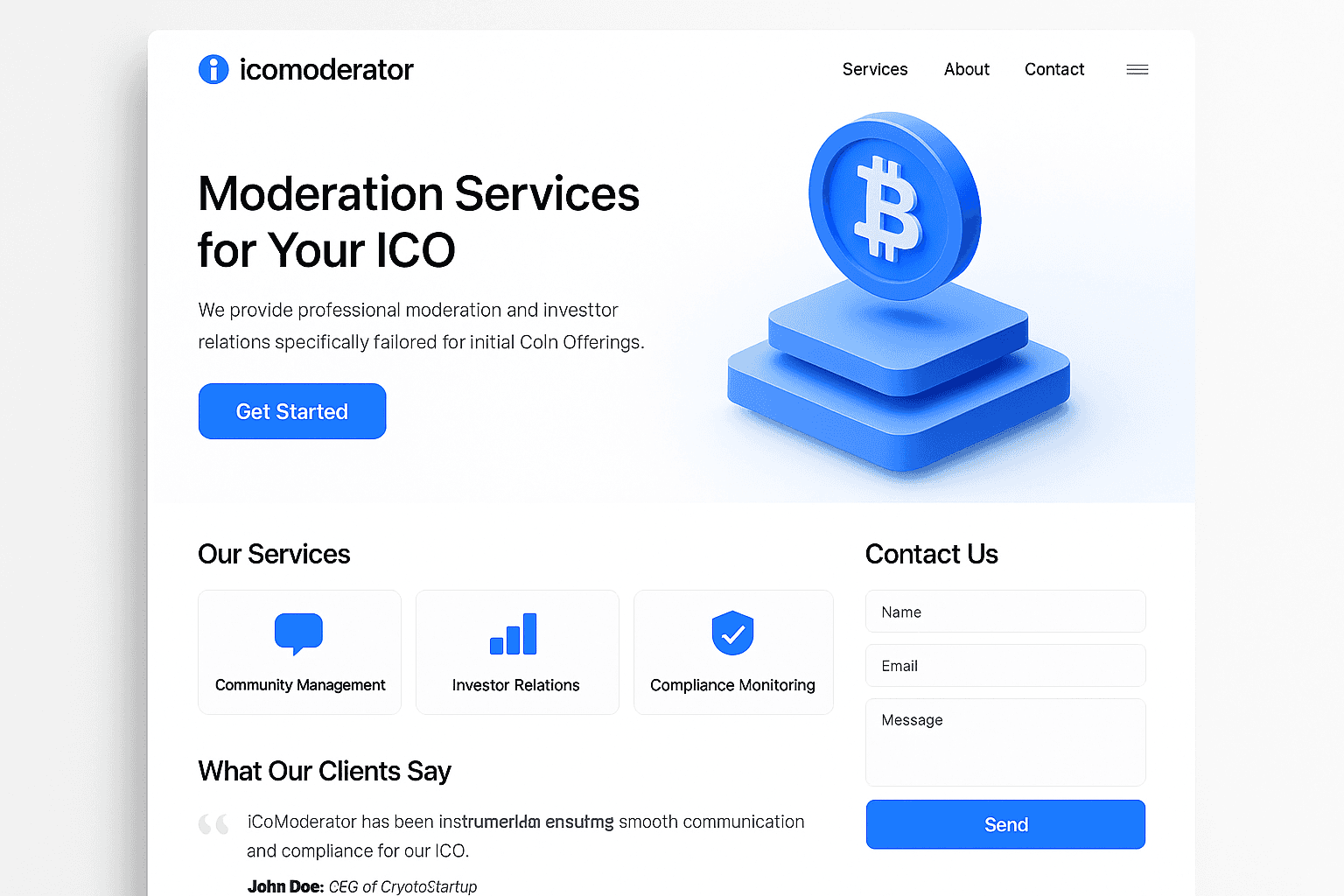 icomoderator.com website mockup